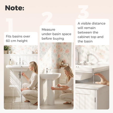 Under Sink Storage Cabinet with Adjustable Shelves 60x60x30cm - White