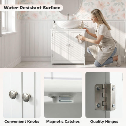 Under Sink Storage Cabinet with Adjustable Shelves 60x60x30cm - White