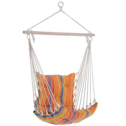 Hanging Hammock Chair with Cushioned Cotton Rope Seat - Orange