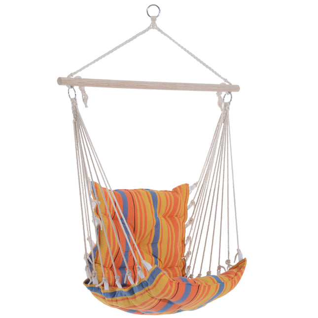 Hanging Hammock Chair with Cushioned Cotton Rope Seat - Orange