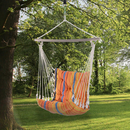 Hanging Hammock Chair with Cushioned Cotton Rope Seat - Orange