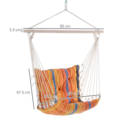 Hanging Hammock Chair with Cushioned Cotton Rope Seat - Orange