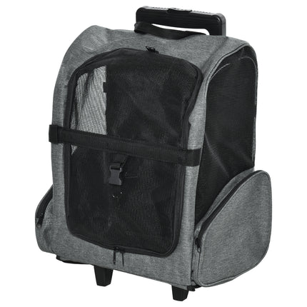 Travel Bag for Dogs 2-in-1 Pet Carry Backpack with Trolley and Telescopic Handle - Grey