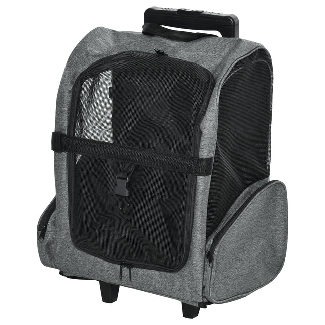 Travel Bag for Dogs 2-in-1 Pet Carry Backpack with Trolley and Telescopic Handle - Grey