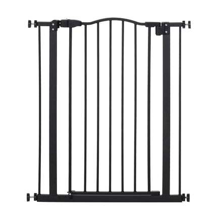 Adjustable 74-84cm Metal Pet Safety Gate with Auto-Close Door & Double Lock - Black
