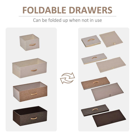 5-Drawer Dresser Tower 3-Tier Storage Organizer with Steel Frame and Wooden Top - Multi-coloured