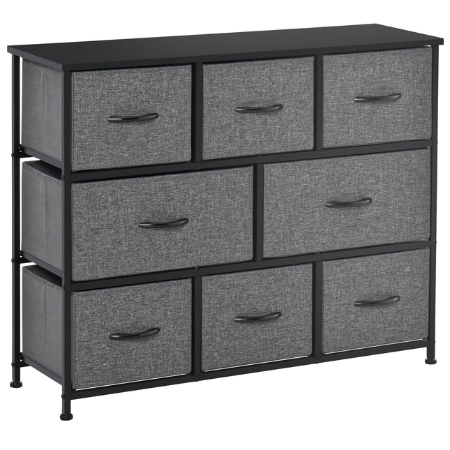 Chest of Drawers with 8 Foldable Drawers, 3-Tier Fabric Bedroom Dresser, Clothes