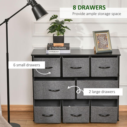 Chest of Drawers with 8 Foldable Drawers, 3-Tier Fabric Bedroom Dresser, Clothes