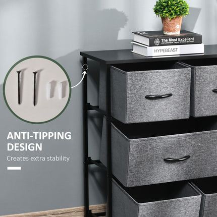 Chest of Drawers with 8 Foldable Drawers, 3-Tier Fabric Bedroom Dresser, Clothes