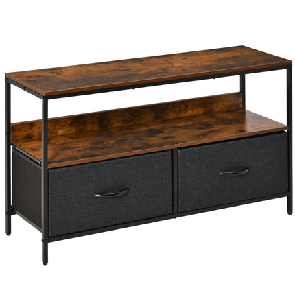 TV Stand with 2 Foldable Linen Drawers and Shelving for TVs up to 47" - Rustic Brown