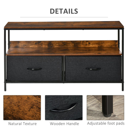 TV Stand with 2 Foldable Linen Drawers and Shelving for TVs up to 47" - Rustic Brown