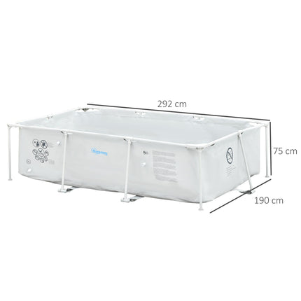 Steel Frame Above Ground Pool 292x190x75cm with Filter Pump and Reinforced Sidewalls - Grey