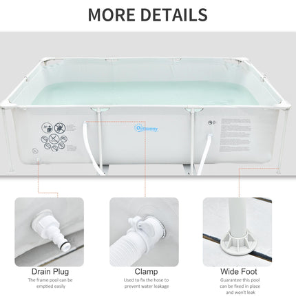 Steel Frame Above Ground Pool 292x190x75cm with Filter Pump and Reinforced Sidewalls - Grey