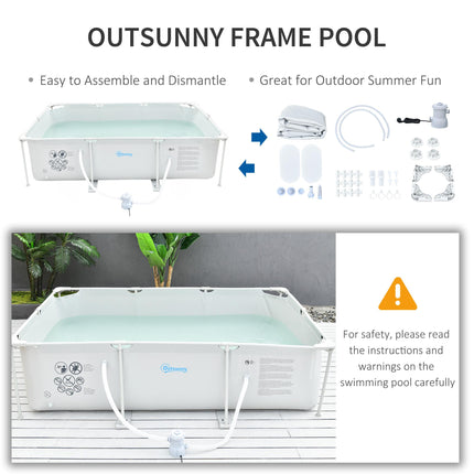 Steel Frame Above Ground Pool 292x190x75cm with Filter Pump and Reinforced Sidewalls - Grey