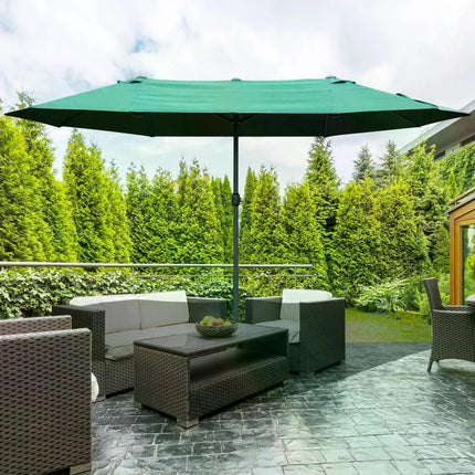 4.6m Double Canopy Garden Parasol UV Resistant - Dark Green