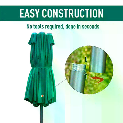 4.6m Double Canopy Garden Parasol UV Resistant - Dark Green