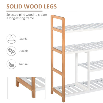 4 Tier Shoe Rack Storage Stand Organizer 78x68x26 cm with Boot Compartment - Brown & White