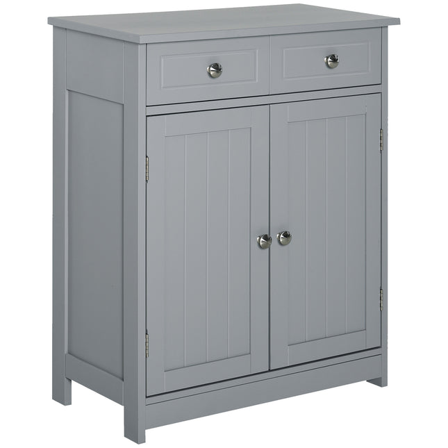 Traditional Free-Standing Bathroom Storage Cabinet with Adjustable Shelf - Grey