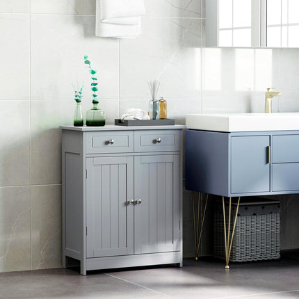 Traditional Free-Standing Bathroom Storage Cabinet with Adjustable Shelf - Grey