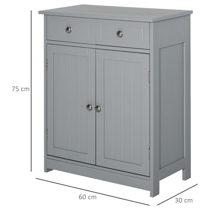 Traditional Free-Standing Bathroom Storage Cabinet with Adjustable Shelf - Grey