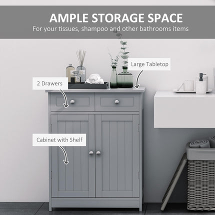 Traditional Free-Standing Bathroom Storage Cabinet with Adjustable Shelf - Grey