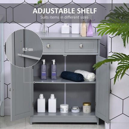 Traditional Free-Standing Bathroom Storage Cabinet with Adjustable Shelf - Grey