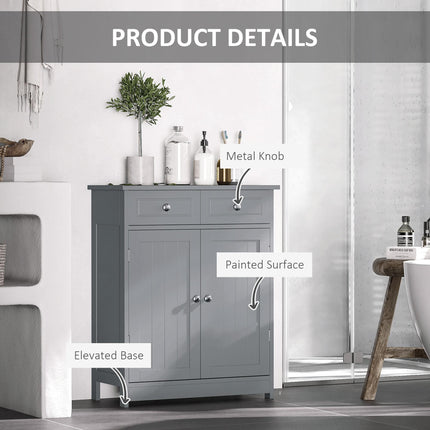 Traditional Free-Standing Bathroom Storage Cabinet with Adjustable Shelf - Grey