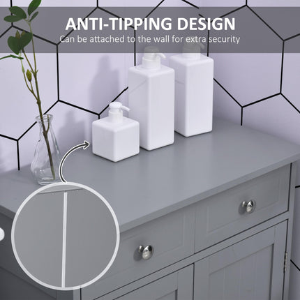 Traditional Free-Standing Bathroom Storage Cabinet with Adjustable Shelf - Grey