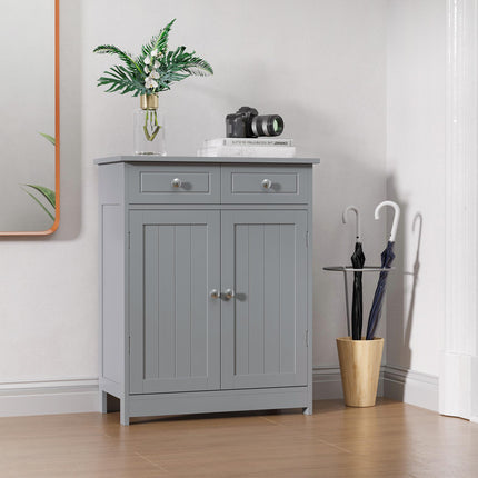 Traditional Free-Standing Bathroom Storage Cabinet with Adjustable Shelf - Grey
