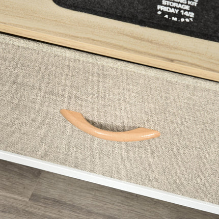 TV Console Unit with 2 Foldable Linen Drawers and Shelving for TVs up to 47" - Maple Wood Effect