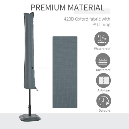 Waterproof Garden Offset Umbrella Cover with Zipper 178cm - Grey