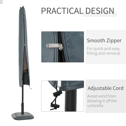Waterproof Garden Offset Umbrella Cover with Zipper 178cm - Grey