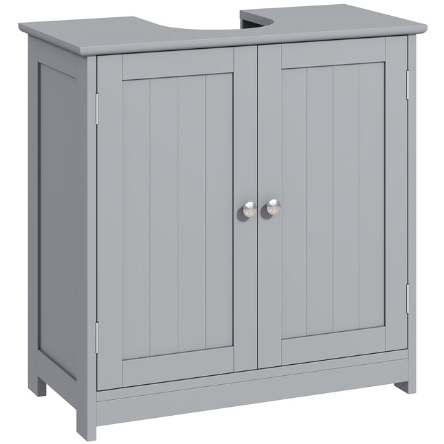 Under-Sink Storage Cabinet with Adjustable Shelf and U-Shaped Cut-Out - Grey