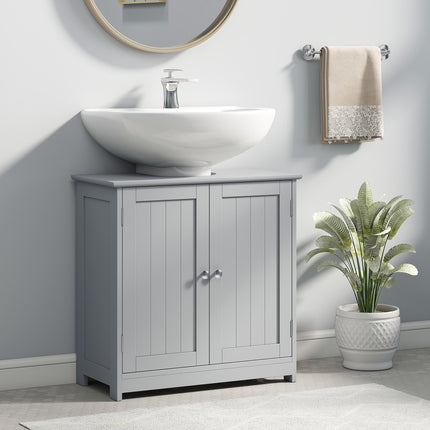 Under-Sink Storage Cabinet with Adjustable Shelf and U-Shaped Cut-Out - Grey