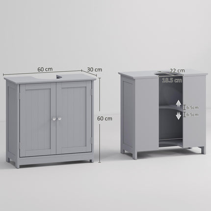 Under-Sink Storage Cabinet with Adjustable Shelf and U-Shaped Cut-Out - Grey