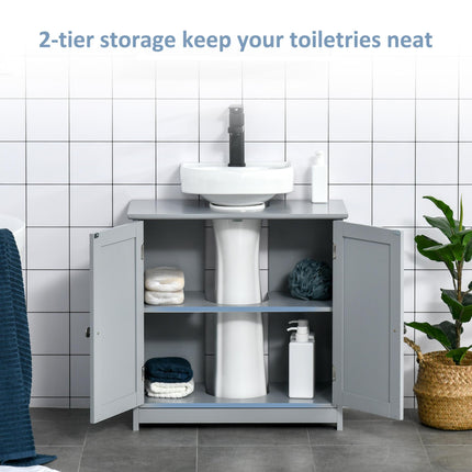 Under-Sink Storage Cabinet with Adjustable Shelf and U-Shaped Cut-Out - Grey