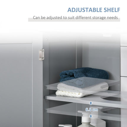 Under-Sink Storage Cabinet with Adjustable Shelf and U-Shaped Cut-Out - Grey