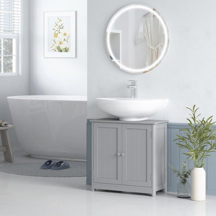 Under-Sink Storage Cabinet with Adjustable Shelf and U-Shaped Cut-Out - Grey