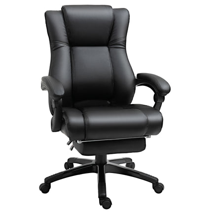 Executive High Back Swivel Recliner Office Chair with Footrest, Adjustable Height, Wheels - Black