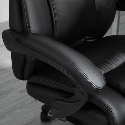 Executive High Back Swivel Recliner Office Chair with Footrest, Adjustable Height, Wheels - Black