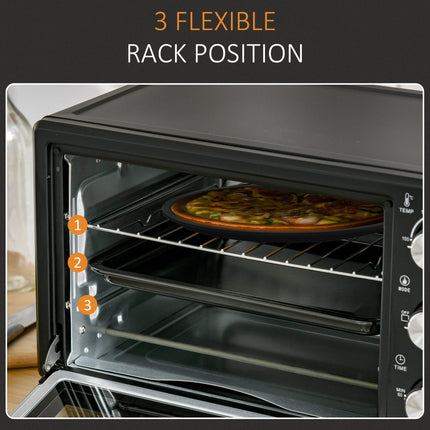 21L Mini Electric Oven with Adjustable Temperature and Timer - Black