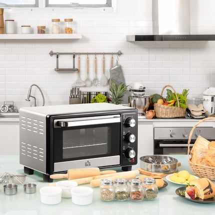 16L Convection Mini Oven with Adjustable Temperature & Timer - Black