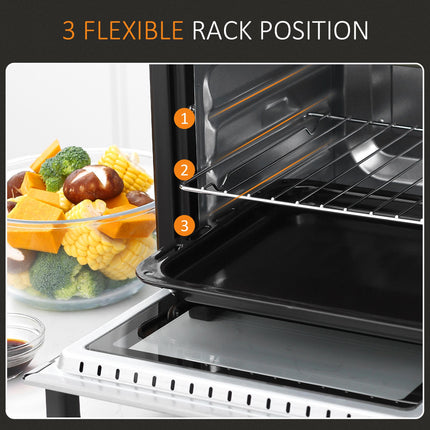 16L Convection Mini Oven with Adjustable Temperature & Timer - Black