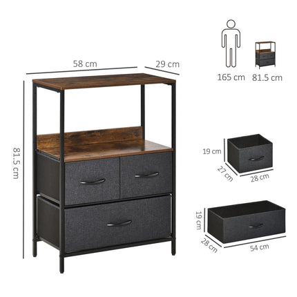 3 Drawer Storage Chest Unit Home Cabinet w/ Shelves Home Living Room Bedroom Ent