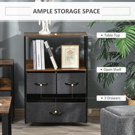 3 Drawer Storage Chest Unit Home Cabinet w/ Shelves Home Living Room Bedroom Ent
