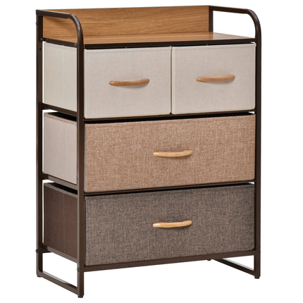 4-Drawer Dresser with 3-Tier Storage Organizer and Wooden Top - Multicoloured