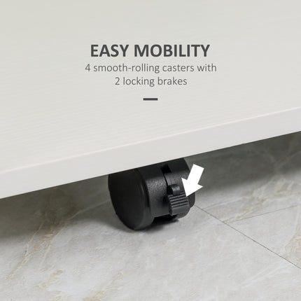Multi-Storage Compact Work Desk with Wheels - White