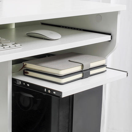 Multi-Storage Compact Work Desk with Wheels - White