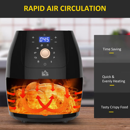 Digital Air Fryer 5.5L 1700W with Rapid Air Circulation and Preset Modes - Black