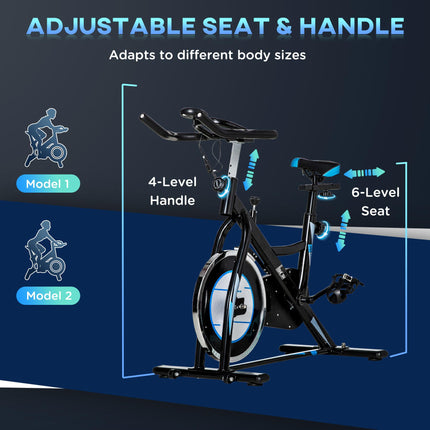 Indoor Cycling Exercise Bike with 8kg Flywheel and Adjustable Resistance - Black